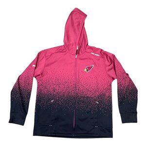 Reebok Onfield NFL Arizona Cardinals Gradient Red Black Full-Zip Hoodie Jacket L